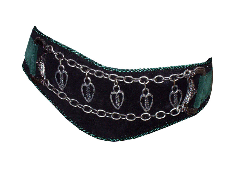 Trachtengürtel Leder mit Charivari Schwarz-Grün  (P)