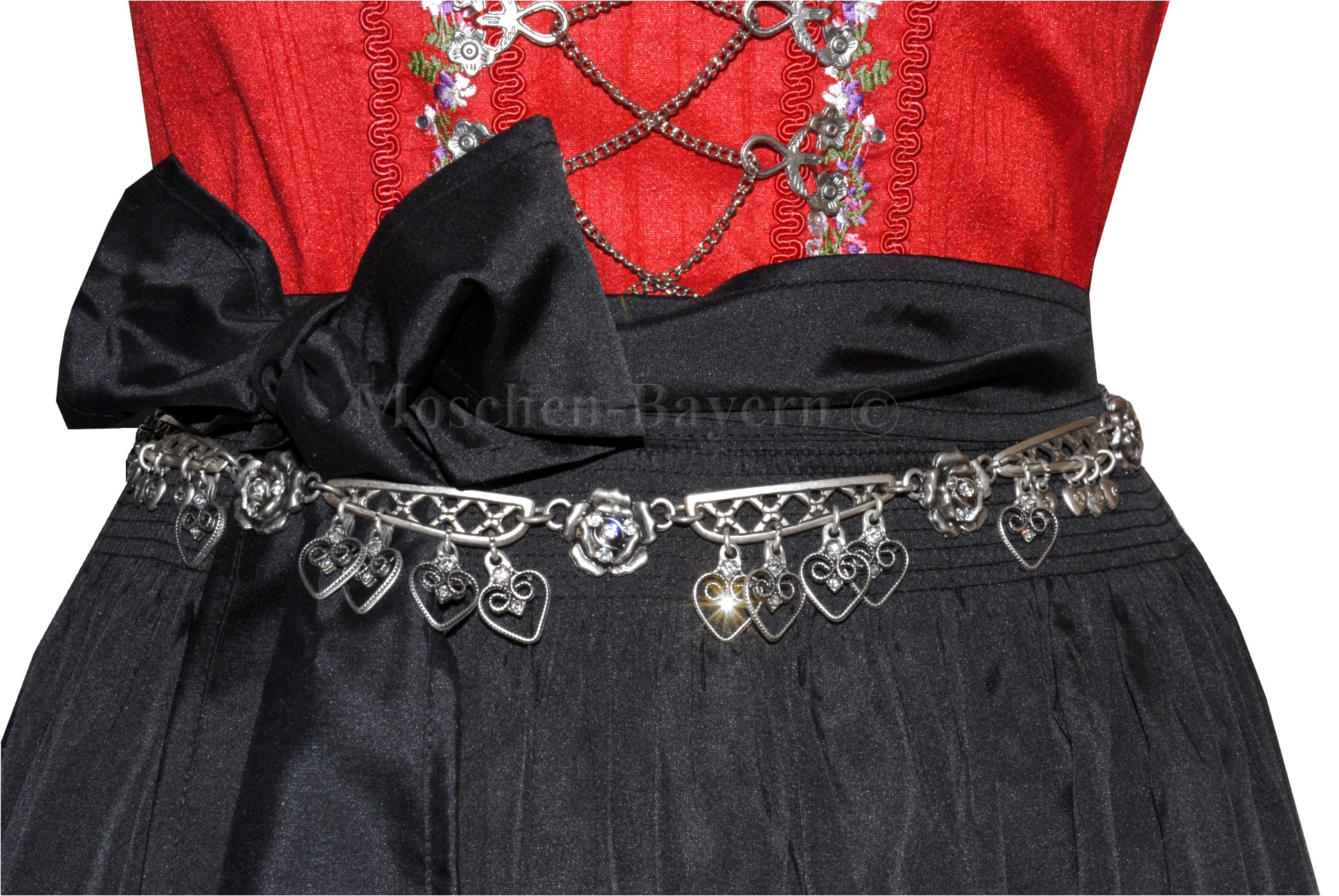 Dirndlgürtel-Schürzengürtel Herzerl Altsilber