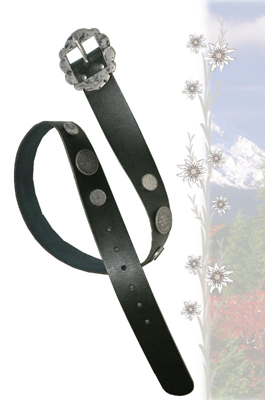 Trachtengürtel mit Münzen Tannengrün