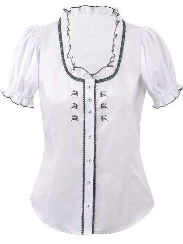 Dirndl Bluse Damen Weiß - Trachtenbluse Mit Spitze Für Oktoberfest